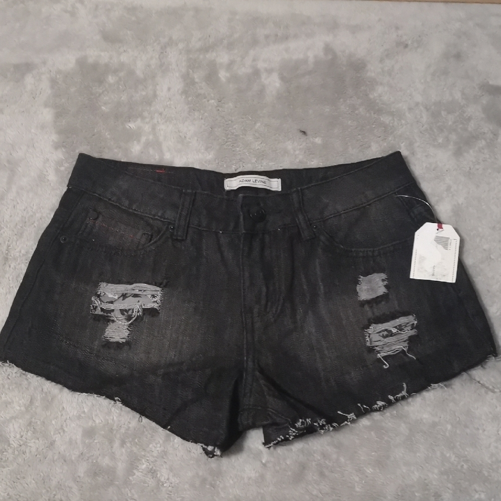 Adam Levine  Black Distressed Jean Shorts Size 1/2 #096